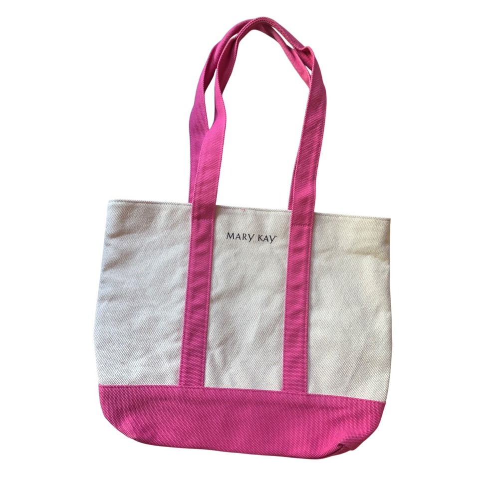 Mary Kay‎ Large Cream Canvas Tote Pink Base